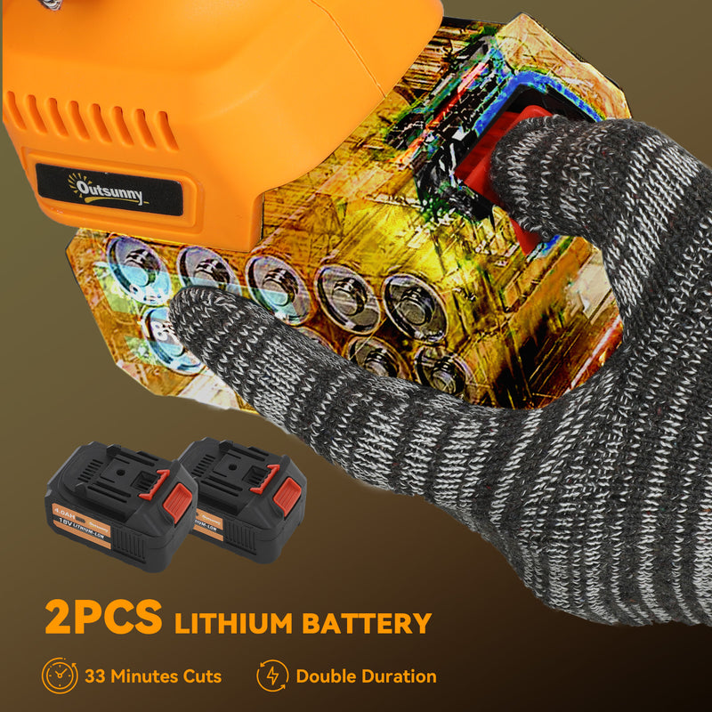 8 Inch Cordless Electric Chainsaw with Brushless Motor and 2 Batteries for Tree Pruning AOSOM