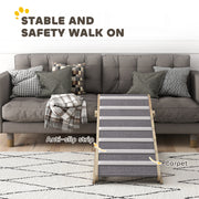 Adjustable Folding Dog Ramp for Sofa or Bed with 4 Heights Non Slip Design Brown AOSOM