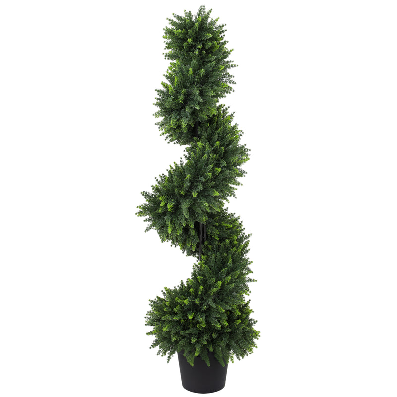 Artificial Spiral Cypress Trees Set of 2 for Easy Tidy Entrance 120 cm Deep Green Homcom