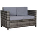 2 Seater Rattan Garden Sofa with Cushions and Armrests Mixed Grey by Outsunny