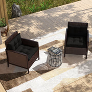 2 Piece Garden Chair Cushions Set with Back Support for Indoor or Outdoor Use Black AOSOM