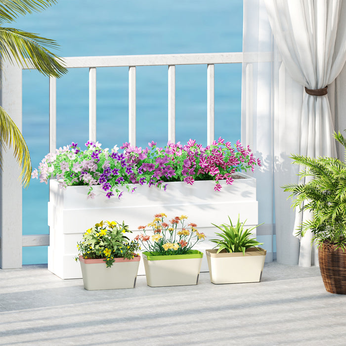 Set of 3 Self Watering Rectangular Planters 27cm with Water Level Window by Outsunny