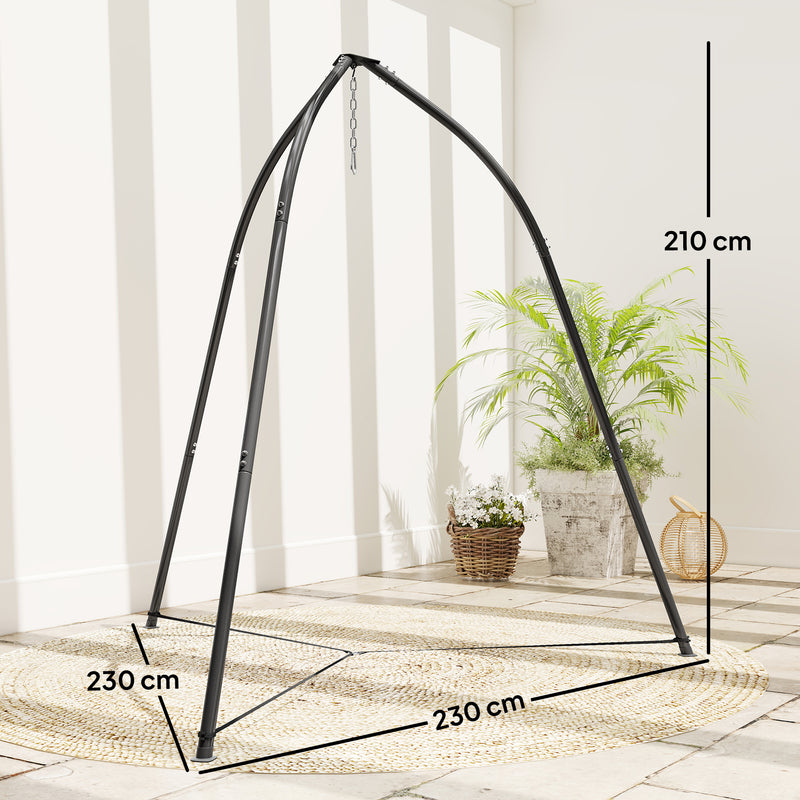 Hammock Chair Stand for Garden or Patio with Adjustable Height and Weather Resistant Frame Black AOSOM