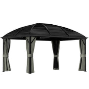 3 x 4m Hardtop Gazebo with Metal Roof Netting and Curtains Dark Grey by Outsunny