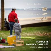 Wooden Molkky Skittles Game With Carry Box For Outdoor Garden Party Fun Natural AOSOM