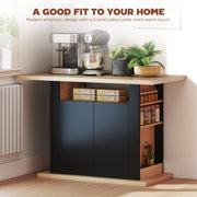 Kitchen Island Table with Storage for Dining and Organising in Family Homes Black AOSOM