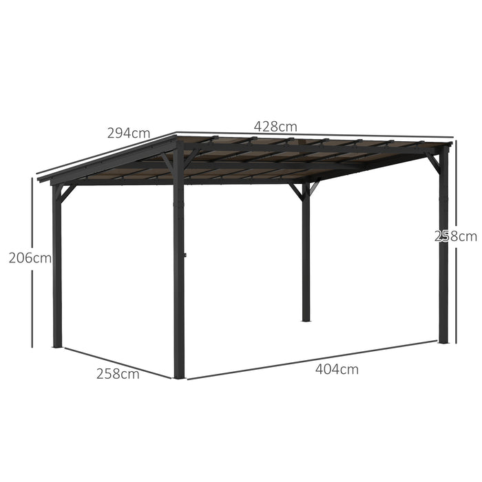 Dark Grey 3 x 4.3m Metal Pergola with Waterproof UPF 50 Polycarbonate Roof by Outsunny