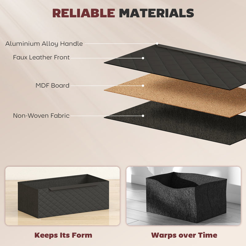 3 Drawer Fabric Chest of Drawers with Aluminium Handles for Bedroom Storage Black