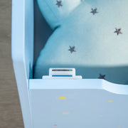 3 Piece Kids Bedroom Furniture Set With Bed Toy Box And Storage Baskets Blue AOSOM