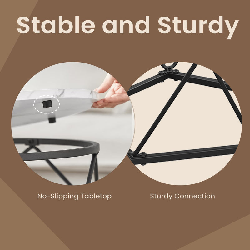 Set of 2 Round Nesting Coffee Tables Modern Side Tables for Living Room by Vasagle