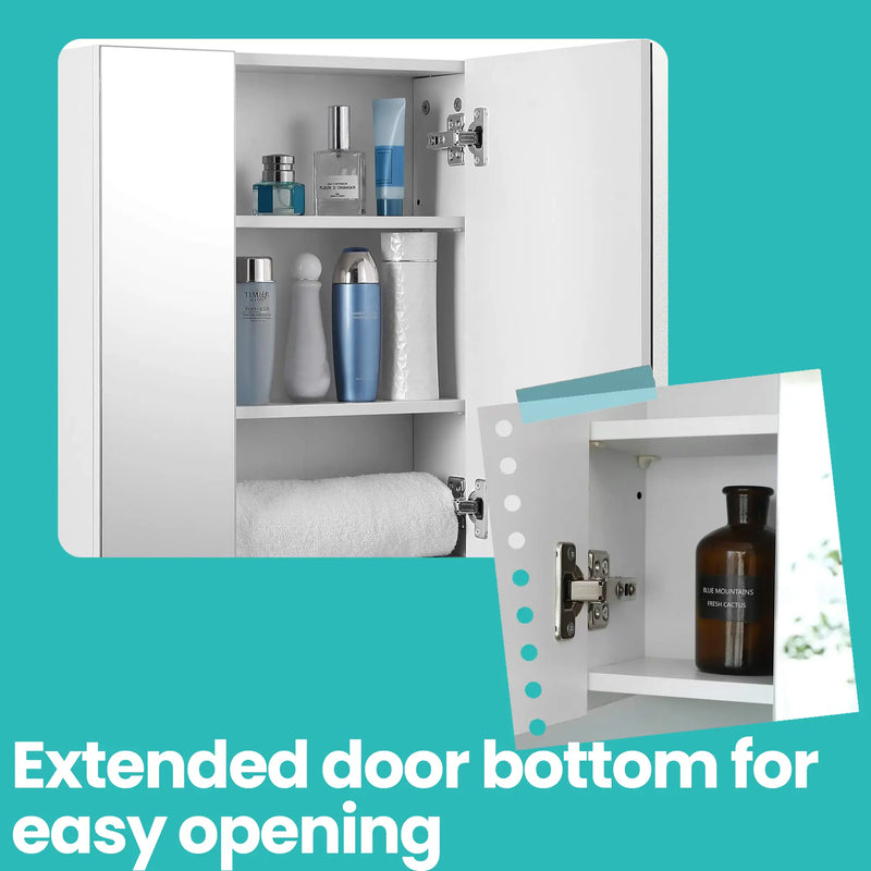 Wall Mounted Bathroom Mirror Cabinet with 3 Doors and Storage Shelves by Vasagle