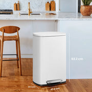50L Stainless Steel Kitchen Rubbish Bin with Soft Close Lid and Pedal by Songmics