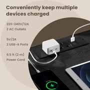 Bedside Table with Charging Station and 3 Drawers for Bedroom or Living Room by Vasagle