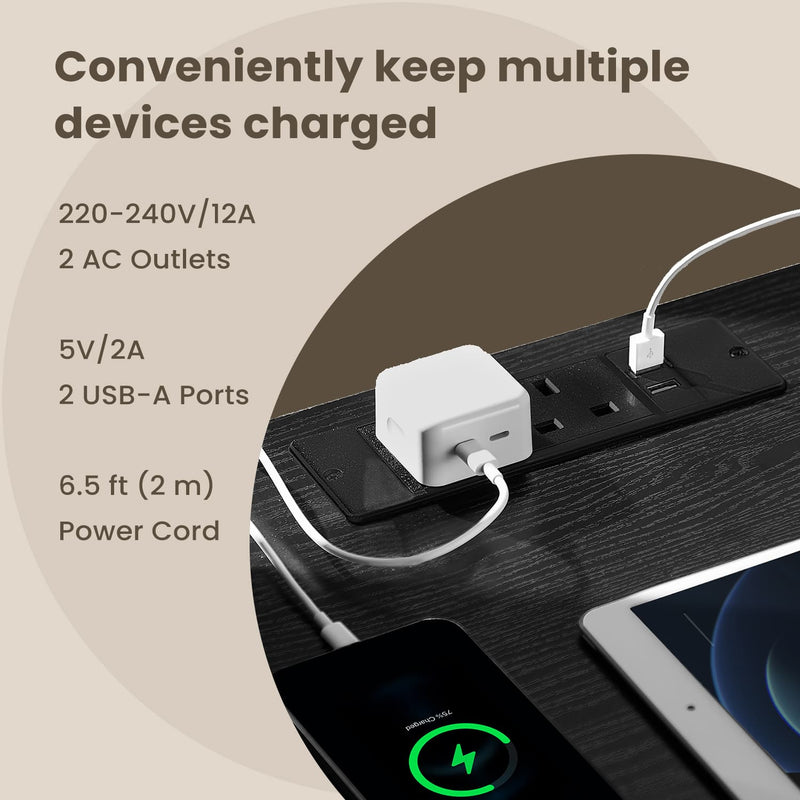 Bedside Table with Charging Station and 3 Drawers for Bedroom or Living Room by Vasagle