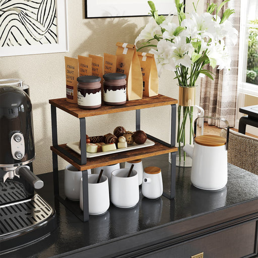 Set of 2 Spice Racks Freestanding Kitchen Organisers for Worktops and Cabinets by Songmics