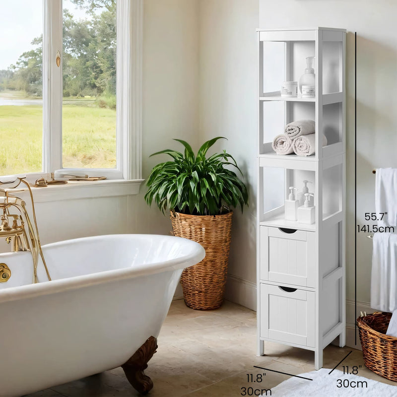 Freestanding Bathroom Floor Cabinet with 2 Drawers for Storage and Organisation by Vasagle