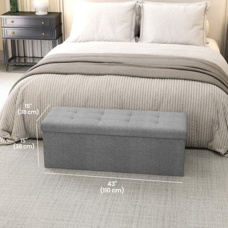 Storage Ottoman Bench Upholstered 110 cm with Hidden Compartment for Bedroom by Songmics