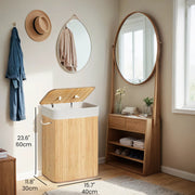 Foldable Bamboo Laundry Hamper with Lid and Handles 72L Clothes Basket by Songmics