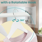 White Wooden Clothes Hangers Set of 20 Durable Coat Hangers for Wardrobes by Songmics
