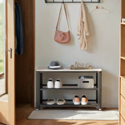 Wooden Shoe Bench with 2 Tier Shelves for Hallway Storage and Seating by Vasagle