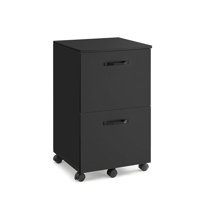 Image of a Vasagle Matte Black 2 Drawer Filing Cabinet With Wheels.