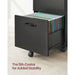 Image of a Vasagle Matte Black 2 Drawer Filing Cabinet With Wheels.