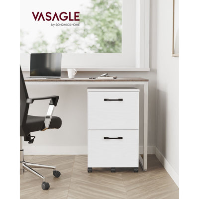 Vasagle White 2 Drawer Filing Cabinet For Home Office. Perfect for under desk storage