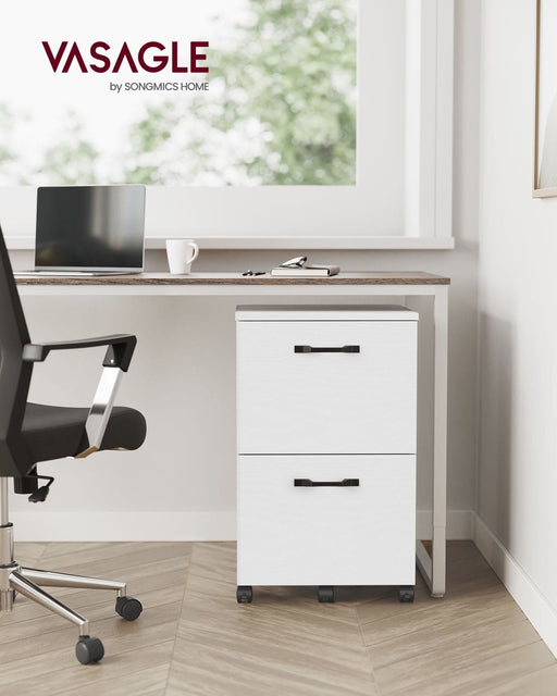 Image of a White 2 Drawer Filing Cabinet With Wheels