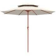 2 Tier Patio Umbrella for Garden Shade with Rotating Double Canopy and Easy Crank Outsunny