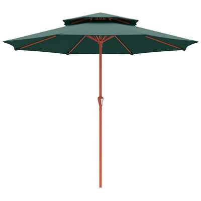 2 Tier Patio Umbrella for Garden Shade with Rotating Double Canopy and Easy Crank Outsunny