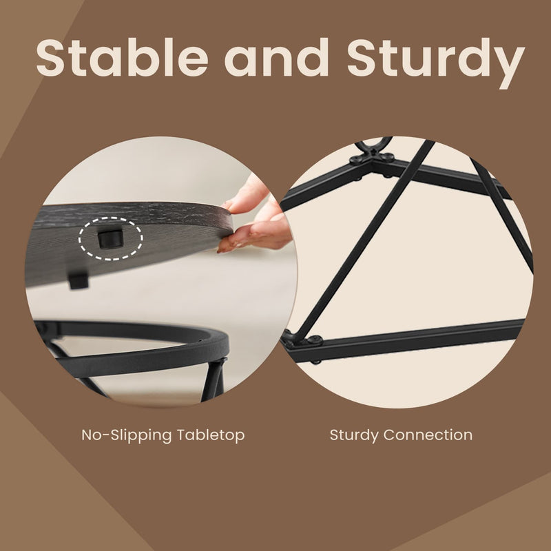 Set of 2 Round Coffee Tables Modern Nesting Side Tables for Living Room by Vasagle