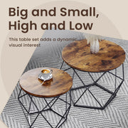 Set of 2 Round Coffee Tables Modern Nesting Design for Living Room by Vasagle