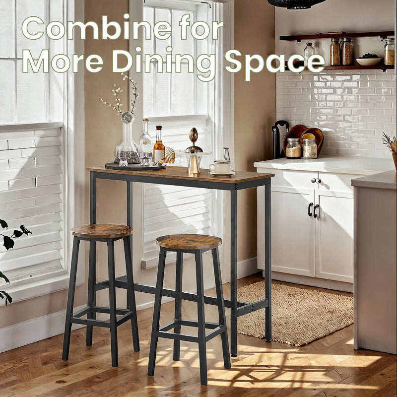 Bar Table Set with 2 Stools Industrial Style Kitchen Dining Furniture by Vasagle