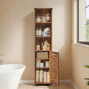 Tall Bathroom Storage Cabinet with Open Shelves and Adjustable Compartments by Vasagle