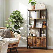 Large Wooden Bookcase with Doors and 4 Adjustable Shelves for Home Storage by Vasagle