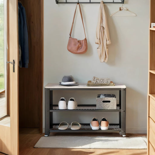 Shoe Organiser Bench 2 Storage Shelves for Hallway or Entryway by Vasagle,  73x30x45cm