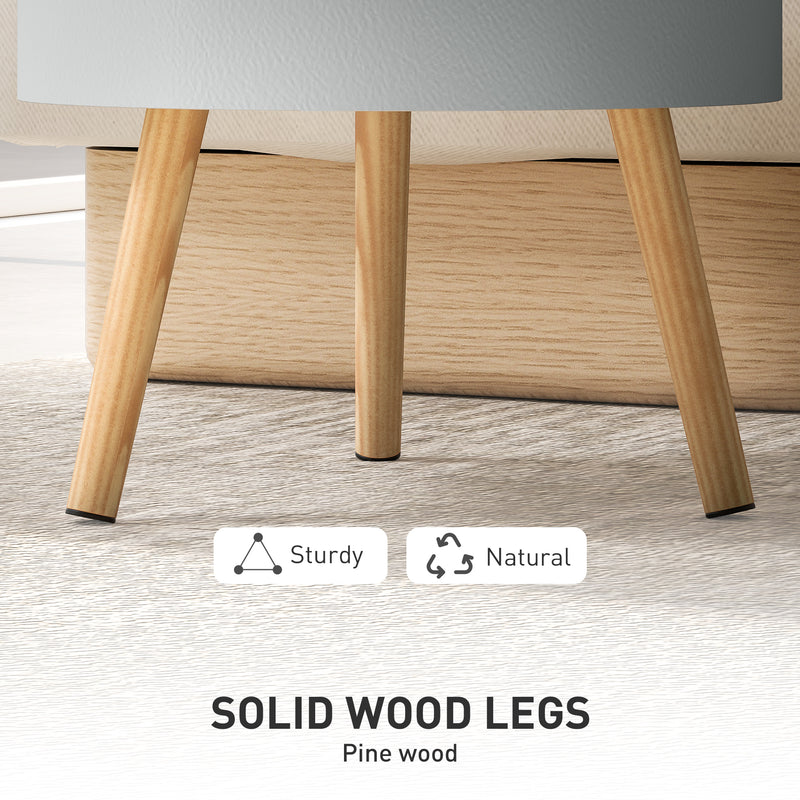 Grey 3 Tier Round Coffee Table with Hidden Storage and Detachable Tray by HOMCOM