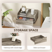 Floating Bedside Tables Set of 2 with Drawer and Shelf for Space Saving Bedroom Storage Grey AOSOM