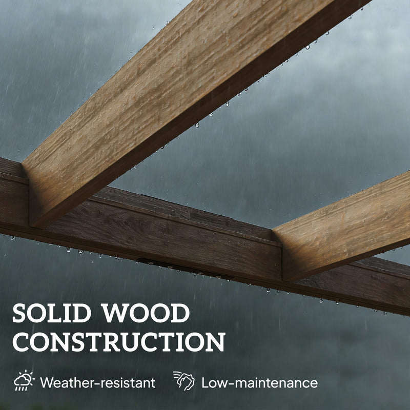 Wooden Lean To Pergola Kit With Concrete Anchors For Garden Patio Shade Light Brown AOSOM