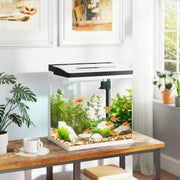 28L Glass Fish Tank with LED Light and Filter for Betta Shrimp and Guppies Black