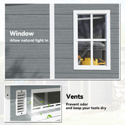 6x6ft Plastic Garden Storage Shed with Windows and Double Doors for Tools and Bikes, Grey Outsunny