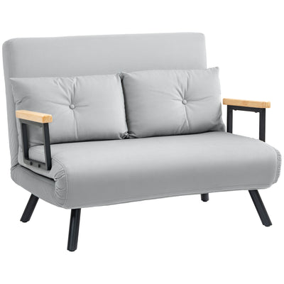 Light Grey 4-in-1 Velvet Feel Double Sofa Bed with Pillows by HOMCOM