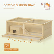 Wooden Hamster Cage with Sliding Tray and Openable Top for Syrian Hamsters by PawHut