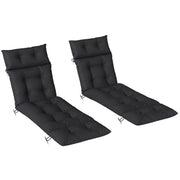 Sun Lounger Cushions Set of 2 for Softer Outdoor Reclining Easy Clean Black Outsunny