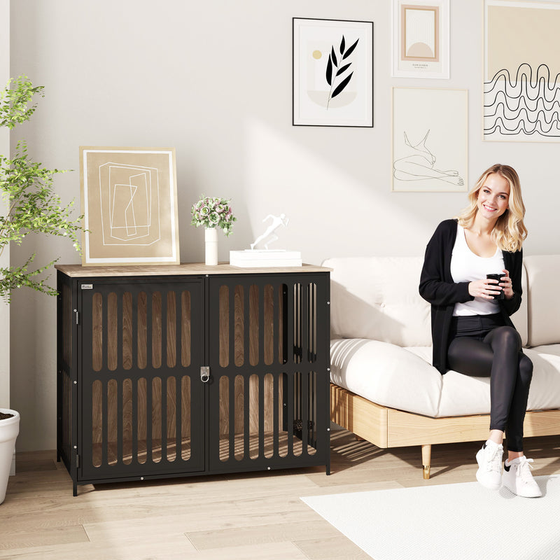 Indoor Dog Crate for Large Dogs with Anti Chew Mesh and Single Door 100cm by PawHut