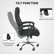 Ergonomic Swivel Office Chair With Linen Look Upholstery For Home Or Desk Use Black