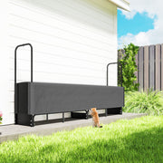 Heavy Duty Firewood Log Rack With Waterproof Cover For Outdoor Storage 300kg Black