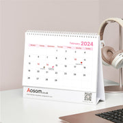 Personalised 2024 Desk Calendar With Custom Photos Ideal For Office Or Home Use, White AOSOM
