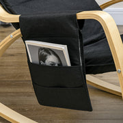 Reclining Rocking Lounge Chair with Footrest Pillow and Side Pocket for Home Relaxation Black