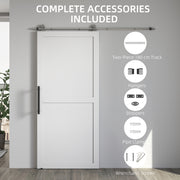 Sliding Door Hardware Kit for Quiet Wood Doors with Rustproof Stainless Steel Track Silver AOSOM